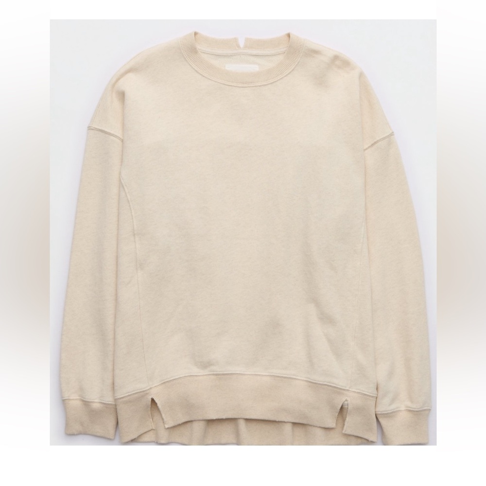 aerie the chill crew sweatshirt heather frost xxs